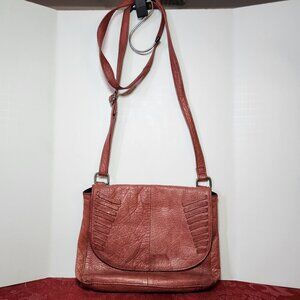 Day and Mood Red Pink Leather Crossbody Bag